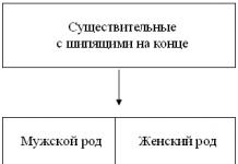 हिसिंग में स्त्रीलिंग संज्ञाओं में नरम चिन्ह (ь) अंत ь . के साथ स्त्रीलिंग लिंग